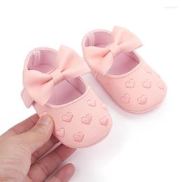 First Walkers PU Leather Bowknot Baby Girls Shoes Cute Moccasins Heart Soft Sole Flat Toddler Princess Footwear Crib