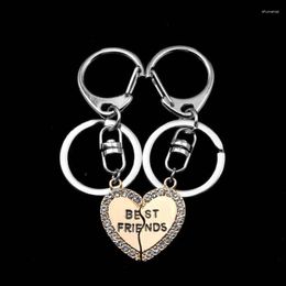 Keychains Friends Keychain For 2 Broken Heart Friendship Puzzle Key Holder Bags Rhinestones Jewellery Rings Christmas Gifts