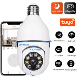 System E27 Bulb Surveillance Camera Full Colour Night Vision Camera Automatic Human Tracking 4x Digital Zoom Home Security Monitor Cam