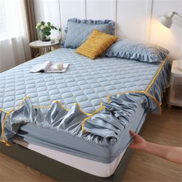 Bedding sets Texture Quilted Bed Skirt Thicken Mattress Cover Embroidery Bedspread King Good Hand Feeling Not Included Pillowcase 230626