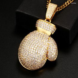 Chains Iced Out Boxing Pendants Necklaces Mens Hip Hop Jewellery Gloves Full Cubic Zirconia Bling Pendant With Tennis Chain Gift