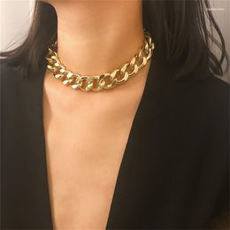 Chains Punk Vintage Fashion Hip Hop Big Necklace Women Twist Gold Silver Color Chunky Thick Lock Choker Chain Necklaces Party Jewelry