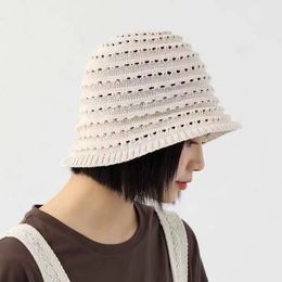 Linen Knitted hook flower hollow bucket hat Women French sweet fisherman hat Summer fashion breathable basin caps for ladies