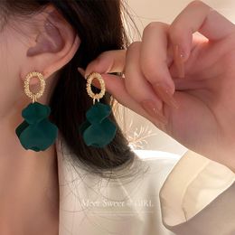 Dangle Earrings 2023 Summer Green Acrylic Flower For Women Niche Korean Tassels Boho Statement Vintage Wedding Jewelry Accessories