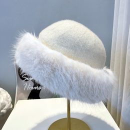 Faux Fur Trimmed Winter Hat for Women Classy Russian Hat Ladies Earwarmer Earmuff Hat Ski