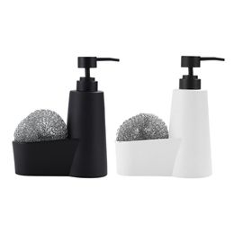 Dispensers Soap Dispenser with Steel Sponge Scrubber Sponge Steel Wire Ball Rack Multifunction Kitchen Bathroom Cleaning Tool Expedient