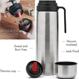 Wine Glasses 1000ml Double Wall Stainless Steel Vacuum Insulated termos Lid Mug with Handle Yerba thermos mate bottle for cup 230627