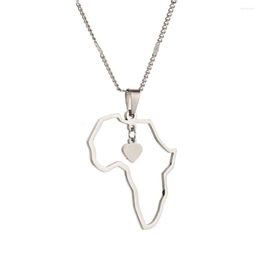 Pendant Necklaces Stainless Steel Simple Africa Map Cute Heart Of African Charm Jewellery