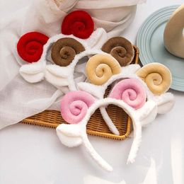 Bangle Cute Sheep Horn Lamb Ear Soft Fleece Women Headband Makeup Shower Head Hair Band For Washing Face Spa