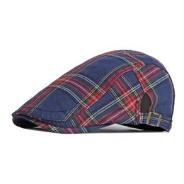 Classic Plaid Flat Caps For Men Spring Summer Flat Peaked Berets Hat Herringbone Newsboy Cap Unisex Duckbill Hat For Women Visor