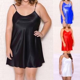 Women's Sleepwear Women Plus Size Sexy Lingerie Silk Dress Babydoll Solid Color Pajamas 5XL