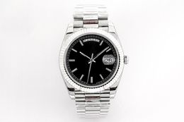 silver new luxury men's watch Day Date 3255 automatic mechanical movement black face sapphire glass diameter 40mm waterproof