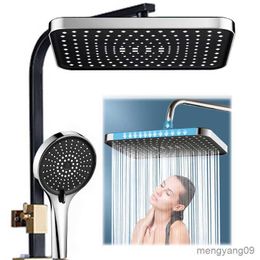 Bathroom Shower Heads Big Black High Pressure Rainfall Shower Head Top Shower Sprayer Head Ceiling Rain Showerhead R230627