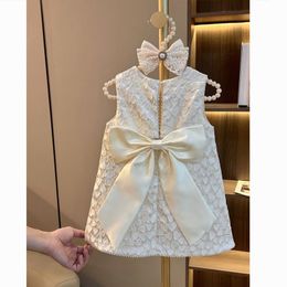 Girl's Dresses Girl Princess Tweed Classic Fashion Kids Vintage Baby Casual Wear Vestidos 1 8Ys Christening Children Ceremonial Clothes 230626