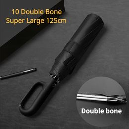 Umbrellas Reinforce Ring Clasp Fully Automatic Umbrella Men Women 10 Double Bone Large Folding Windproof Strong Waterproof Sturdy 230626