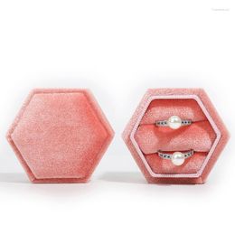 Jewellery Pouches Vintage Velvet Ring Box Hexagon Shape Detachable Wedding Earring Holder Case Organiser Storage Display Package Gift