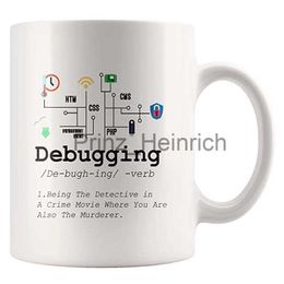 Mugs Debugging Definition Mug Funny IT Programming Coding Code Programmer White Coffee Cup Binary Computer Teacher Student Present J230627