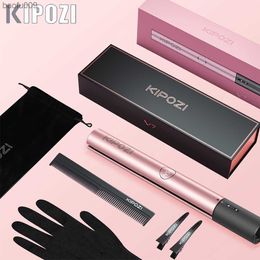 KIPOZI Professional LCD Fast Heat Up 3D Floating Flat Iron 2 In 1 Curling Iron High Level Salon Hair Tool Sets L230520