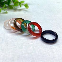 Cluster Rings Natural Multicolor Agate Ring Chinese Jadeite Charm Jewellery Hand Carved Fashion Accessories For Women Men