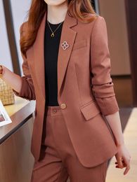 QNPQYX New Women Casual Elegant Business Trousers Suit Office Ladies Slim Vintage Blazer Pantsuit Female Fashion Korean Clothes Two Pieces
