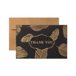 Hangers Racks 2PCS Dream Feather Bronzing Folding Type Greeting Card Retro Thank You Card Wedding Birthday Party Invitations Gift Blank Cards x0710