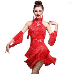 Stage Wear Fringe Latin Dance Competition Dresses Dress&HandSleeve Great Gatsby Dress 4colors Samba Carnival Costumes Traje Danza DQ3071