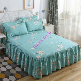 Bedding sets Linen Cotton Bedsheet Set Mattress Protector Bed Skirt Adjustable Euro Queen Size Sheet Elastic Fitted Cover 230626