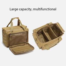 Multi-function Bags Tactical Range Bag Molle System 600D Waterproof Gun Shooting Pistol Case Pack Khaki Hunting Accessories Tools Sling Bag CampingHKD230627