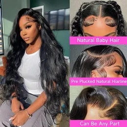 Lace Closure Wig Body Wave Human Hair Wig For Black Women Brazilian 180% Density Transparent Lace Wigs PrePlucked Hair