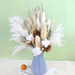 Dried Flowers Small Palm Leaves Natural Grass Decor Phragmites Rabbit Reed Christmas Wedding Flower Arrangement Home