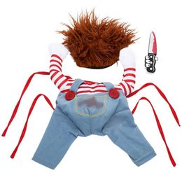 Clothing Dog Cat Pet Funny Costume Chucky Deadly Doll Cosplay Party Dog Fancy Dress Halloween Pet Funny Clothes Cat Costume Pet Supplies