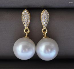 Dangle Earrings Z11079 10mm White Round Freshwater Pearl Earring 925silver