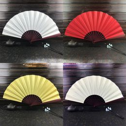 10 inch Chinese Fold Fans Blank DIY Drawing Fan Sundries Solid Color Summer Handheld Bamboo Foldable Fan Wedding Party Gift TH0459