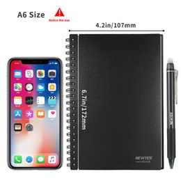 Beaker A6 Size Smart Reusable Erasable Notebook Microwave Wave Cloud Erase Notepad Note Pad Lined with Pen Save Paper