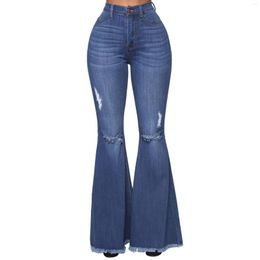 Women's Jeans Flare Women High Waist Elastic Stretchy Baggy Vintage Slim Jean Wide Leg Trousers Casual Bell Bottom Pantalone Woman