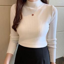 Women's Sweaters Women's Sweater 2023 Korean Fashion Clothing Vetement Femme Sueter Mujer Tops White Long Sleeve Top Turtleneck Solid