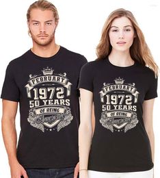 Men's T Shirts Vintage In February 1972 50 Years Of Being Awesome Shirt Women Big Size Cotton Short Sleeve Custom Men 70s Clothing