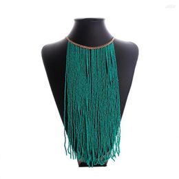 Choker DiLiCa Women's Bohemian Necklace Beaded Long Tassel Pendants Necklaces Bib Statement Jewelry