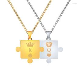 Chains GOIN 1set Two Detachable Poker Cards Pendant Necklaces Couple K&Q Necklace Jewelry