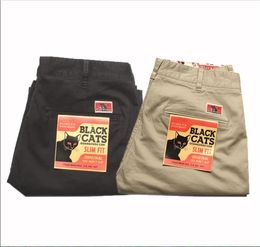 American Khaki BlackCat Thick Silk Smooth Fine Cotton Basic Retro Casual Work Shorts