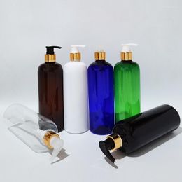 Storage Bottles 500ml Empty White Black Plastic Gold Pump For Liquid Soap Dispenser Refillable Shampoo Shower Gel Cosmetic Packaging