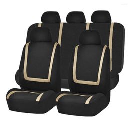 Car Seat Covers Front And Rear Bench Back Cover Set Detachable Headrests For Cars Trucks SUVs Black Beige