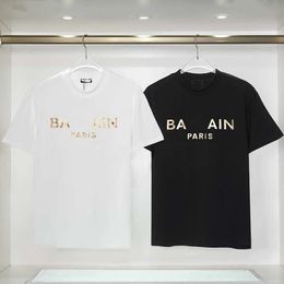 Men's T-shirts Designer Fashion Classic Balman Shirt Pure Cotton Metal Paris Letter Printed Tees Summer Mens and Women Couples Loose Street Oversized t