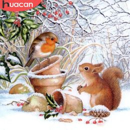 Stitch Huacan 5d Diamond Painting Squirrel Animal Diamond Embroidery Cross Bird New Arrival Mosaic Home Decor