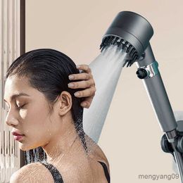 Bathroom Shower Heads Modes Adjustable Shower Head In Massage Shower High Pressure Water Saving One-Key Stop Spray Nozzle Bathroom Parts R230627