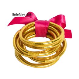 2023 Factory direct children jelly silicones bracelets all weather gold glitter bangle for girls kids