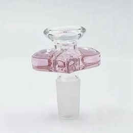 Smoking Pink Glass Portable LOVE Style Replaceable 14MM 18MM Male Joint Interface Bong Waterpipe Handpipe Bowl Herb Tobacco Bubbler Oil Rigs Container