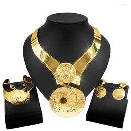 Necklace Earrings Set Yulaili High Quality Big Size Brazilian Gold Bracelet Jewellery Women's Party 18K Plated