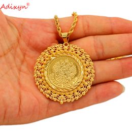 Pendant Necklaces Adixyn Classic Coin Necklace For Men Gold Colour Copper Arab Jewellery Couple Pendant Chain Turkish Ancient Gift N06307 230626