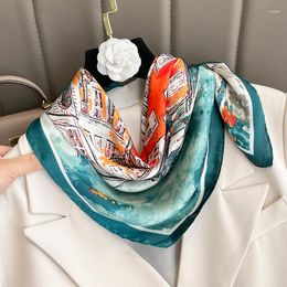 Scarves 2023 Square Silk Scarf For Women Design Neckerchief Wraps Lady Shawl Foulard Bandana Female Spring Headband Echarpe